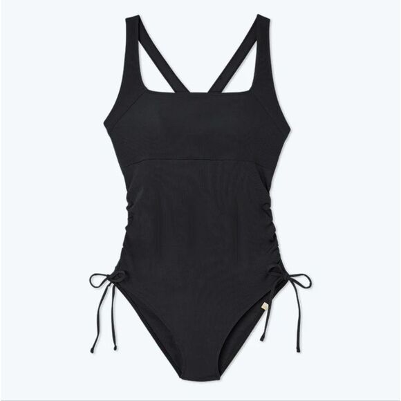 Summersalt 14 Maternity Cinched Current Ribbed Classic Black Swimsuit - Picture 1 of 9